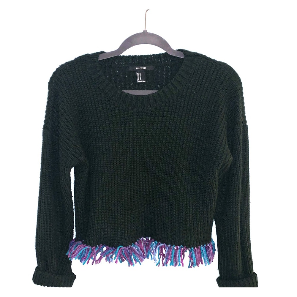 ☆ custom fringe cropped sweater ☆